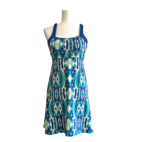 Soybu Dress Blue Green Print Strappy Twist Back Athletic Casual Stretch Size XS - Picture 10 of 10